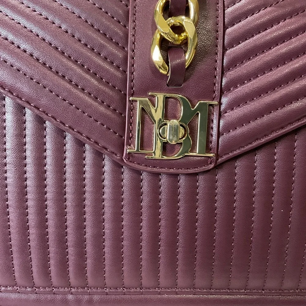 Badgley Mischka Plum Quilted Crossbody with Letter Lock